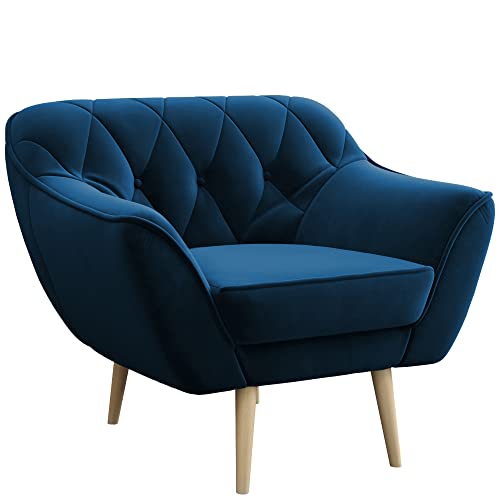 MKS MEBLE Sofa - Moderne Sofa - Skandinavische Deko Polstersofa - Pirs Loungesofa - Eine Persone Marineblau von MKS MEBLE