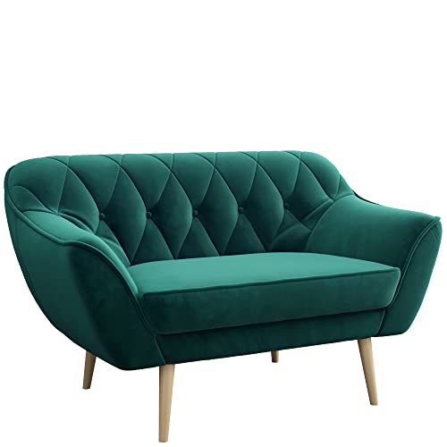 MKS MEBLE Sofa - Moderne Sofa - Skandinavische Deko Polstersofa - Pirs Loungesofa - Zwei Personen Flaschengrün von MKS MEBLE