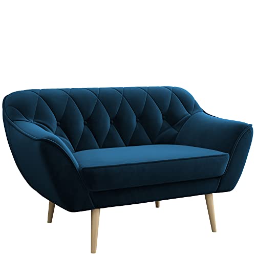 MKS MEBLE Sofa - Moderne Sofa - Skandinavische Deko Polstersofa - Pirs Loungesofa - Zwei Personen Marineblau von MKS MEBLE