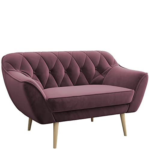 MKS MEBLE Sofa - Moderne Sofa - Skandinavische Deko Polstersofa - Pirs Loungesofa - Zwei Personen Rosa von MKS MEBLE