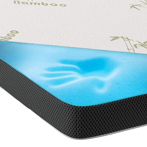 Gel-Schaum Bambus Topper | 3D-Air-Flow | Viskoelastische Matratzenauflagen 7cm Höhe | Memory Foam Matratzenschoner | für Matratzen & Boxspringbett von MKS.