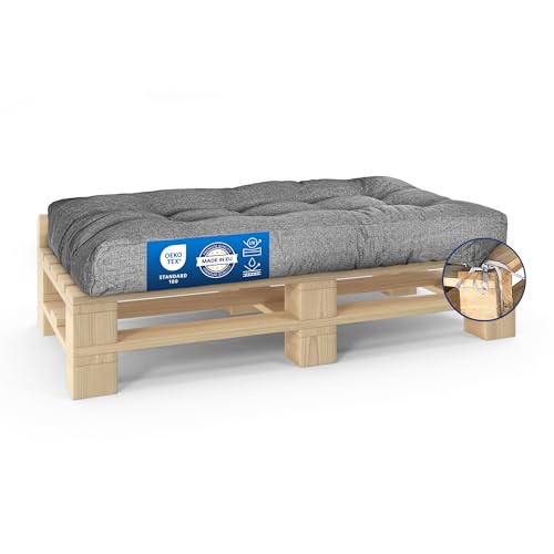 MKS Palettenkissen 120 x 80 | Outdoor-Palettenkissen mit Spanngurten passend zur Palette | Balkon-Sofa-Wasserdicht | Balkon-Palettenmöbel | Europaletten-Sitzkissen | Outdoor- Bankauflage von MKS
