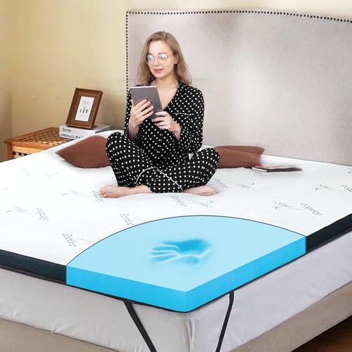 MKS.® Topper 90x200 cm H3, 7 cm Dicker Gel-Memory-Schaum Matratzentopper, Anti-Rutsch Auflage mit Bambusbezug, Viskoelastischer Topper, mit abnehmbarem und waschbarem Bezug von MKS