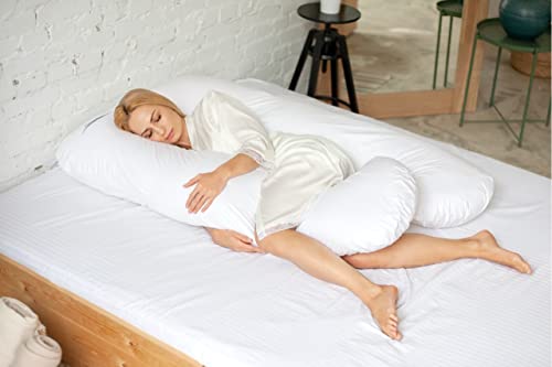MKS. Jumbo XXL Seitenschläferkissen Baumwollbezug I Multifunktionales Komfortkissen I Schwangerschaftskissen XXL Stillkissen für Seitenschläfer I U Form Kissen Body Pillow Schlafkissen Oeko-TEX® von MKS