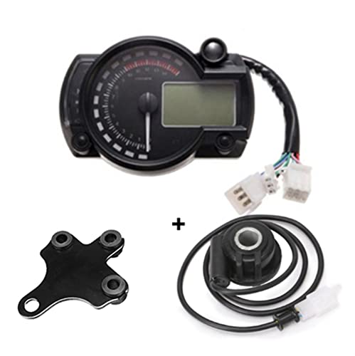 MKVAXR, for KOSO, LCD Digital Motorrad RX2N Kilometerzähler Tachometer Instrument Einstellbar MAX 299KM/H 7 Farben Armaturenbrett Motorrad-Tachometer(Sensor 2) von MKVAXR