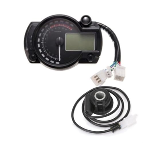 MKVAXR, for KOSO, LCD Digital Motorrad RX2N Kilometerzähler Tachometer Instrument Einstellbar MAX 299KM/H 7 Farben Armaturenbrett Motorrad-Tachometer(With sensor 2) von MKVAXR