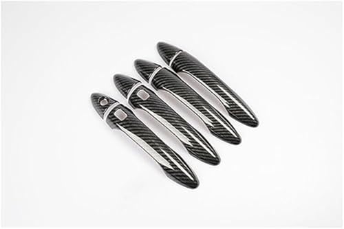 MKVAXR For Kia, Forte 2013 2014 2015 2016 2017, Kohlefaser-Chrom-Autotürgriffabdeckung, Zieraufkleber, Styling-Zubehör Türgriffabdeckung(BLACK Carbon 2 Button) von MKVAXR