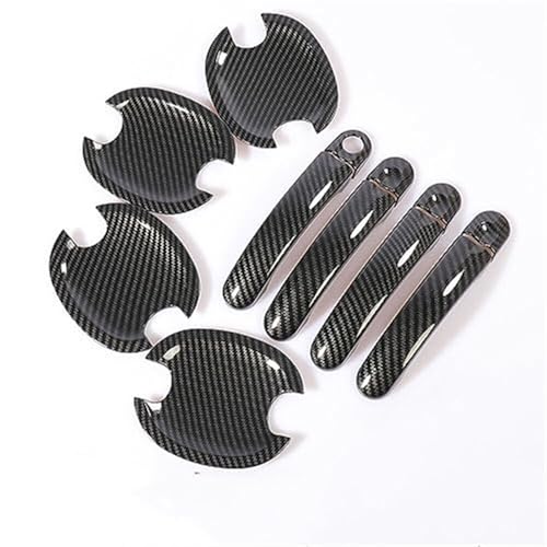 MKVAXR For MK5, for Golf, for Plus, for, for GTI 2006-2010 Carbon Fiber Chrom Auto Türgriff Abdeckung Cup Bowl Trim Styling Zubehör Türgriffabdeckung(BLACK Silver Handle) von MKVAXR