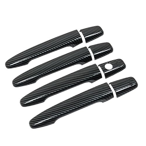 MKVAXR For Mitsubishi, Outlander ASX 2008-2020, glänzend schwarze Kohlefaser-Türgriffabdeckung, Aufkleber, Styling-Zubehör, Overlays Türgriffabdeckung(BLACK Carbon Fiber) von MKVAXR