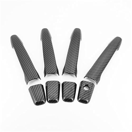 MKVAXR For Mitsubishi, Outlander Lancer ASX 2008-2020 ABS Chrom Kohlefaser Autotürgriff Schüsselabdeckung Aufkleber Styling Zubehör Türgriffabdeckung(BLACK Handle 0 Button) von MKVAXR