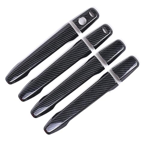 MKVAXR For Mitsubishi, Outlander Lancer ASX 2008-2020 ABS Chrom Kohlefaser Autotürgriff Schüsselabdeckung Aufkleber Styling Zubehör Türgriffabdeckung(BLACK Handle 2 Buttons) von MKVAXR