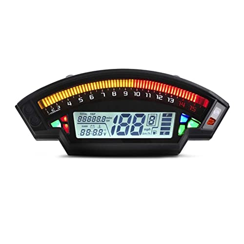 MKVAXR LCD Digital Tacho 14000RPM 6 Getriebe 199km/h Motorrad Kilometerzähler 1 2 4 Zylinder Meter Universal Motorrad-Tachometer(Only speedometer) von MKVAXR