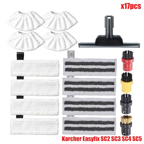MKVAXR Mikrofaser Steam Mop Pads Abdeckung for EasyFix SC2 SC3 SC4 SC5 Handheld Staubsauger Teile Pinsel Kopf Glas Schaber Dampfreiniger-Teile(Set1) von MKVAXR