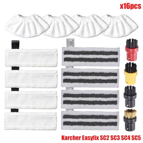 MKVAXR Mikrofaser Steam Mop Pads Abdeckung for EasyFix SC2 SC3 SC4 SC5 Handheld Staubsauger Teile Pinsel Kopf Glas Schaber Dampfreiniger-Teile(Set2) von MKVAXR