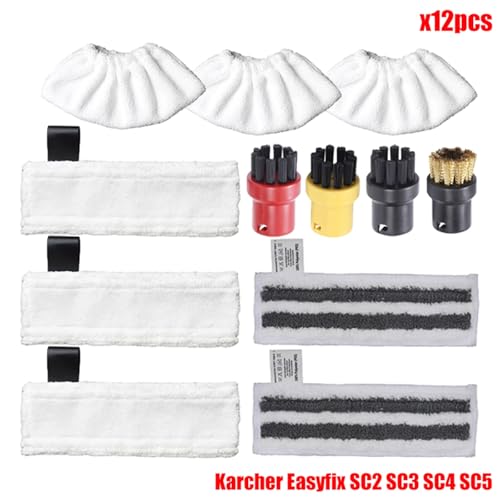MKVAXR Mikrofaser Steam Mop Pads Abdeckung for EasyFix SC2 SC3 SC4 SC5 Handheld Staubsauger Teile Pinsel Kopf Glas Schaber Dampfreiniger-Teile(Set5) von MKVAXR