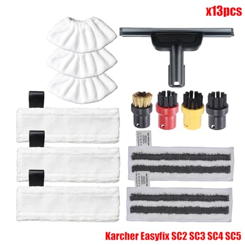 MKVAXR Mikrofaser Steam Mop Pads Abdeckung for EasyFix SC2 SC3 SC4 SC5 Handheld Staubsauger Teile Pinsel Kopf Glas Schaber Dampfreiniger-Teile(Set6) von MKVAXR