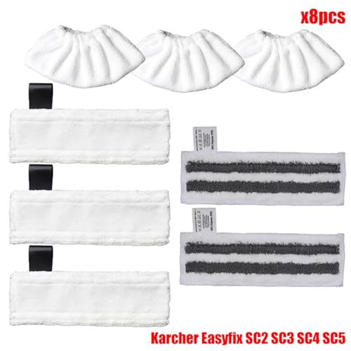 MKVAXR Mikrofaser Steam Mop Pads Abdeckung for EasyFix SC2 SC3 SC4 SC5 Handheld Staubsauger Teile Pinsel Kopf Glas Schaber Dampfreiniger-Teile(Set8) von MKVAXR