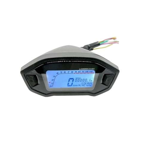 MKVAXR Universal LCD Digital Tacho Motorrad Kilometerzähler Zeit Kraftstoff Ebene 7 Hintergrundbeleuchtung 2 4 Zylinder 13000r/min Motorrad-Tachometer von MKVAXR
