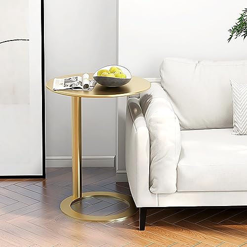 Couch Beistelltisch aus Metall, Moderner Beistelltische für Kleine Räume, Tische mit Runder Tischplatte und Stabilem Metallsockel (Color : C, Size : 48x69cm(18.9x27.2in)) von MKYOKO