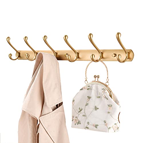MKYOKO Handtuchhalter, Kleiderbügel, Aluminium-Hakenleiste, Wandmontage, Huthaken, kein Bohren, selbstklebend, Platz für Küche, Wohnzimmer, Gold C_6 Haken, Badezimmer-Hardware/Golden B/6 MKYOKO Handtuchhalter, Kleiderbügel, Aluminium-Hakenleiste, Wandmontage, Huthaken, kein Bohren, selbstklebend, Platz für Küche, Wohnzimmer, Gold C_6 Haken, Badezimmer-Hardware/Golden B/6 von MKYOKO