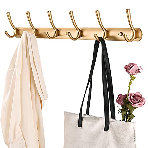 MKYOKO Handtuchhalter, Kleiderbügel, Aluminium-Hakenleiste, Wandmontage, Huthaken, kein Bohren, selbstklebend, Platz für Küche, Wohnzimmer, Gold C_6 Haken, Badezimmer-Hardware/Golden a/6 MKYOKO Handtuchhalter, Kleiderbügel, Aluminium-Hakenleiste, Wandmontage, Huthaken, kein Bohren, selbstklebend, Platz für Küche, Wohnzimmer, Gold C_6 Haken, Badezimmer-Hardware/Golden a/6 von MKYOKO