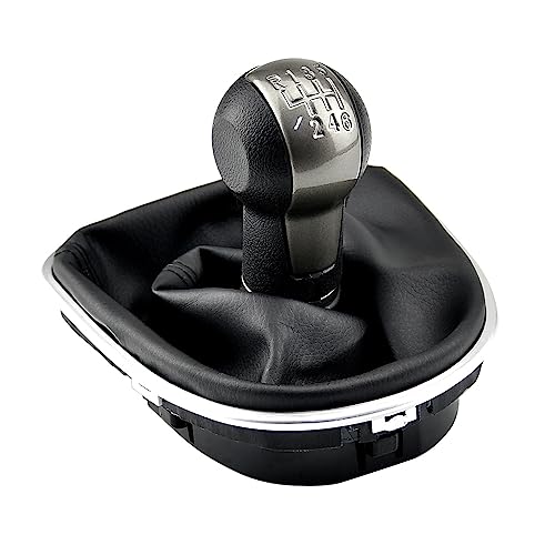 MKptopia 6-Gang ABS Schaltknauf mit Ledermanschette Komplettset kompatibel mit Se-at Al-tea 2004-12 Le-on II 2005-12 To-ledo III von MKptopia