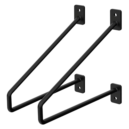 ML-Design 2 Stück Regalhalterung 220 mm, Schwarz, aus Stahl, Haarnadel Regalhalterungen, Schwebe Regalwinkel, Hairpin Wandhalterung, Regalträger für Wandmontage, Industrielle Wandregal, Wandkonsole ML-Design 2 Stück Regalhalterung 220 mm, Schwarz, aus Stahl, Haarnadel Regalhalterungen, Schwebe Regalwinkel, Hairpin Wandhalterung, Regalträger für Wandmontage, Industrielle Wandregal, Wandkonsole von ML DESIGN modern living