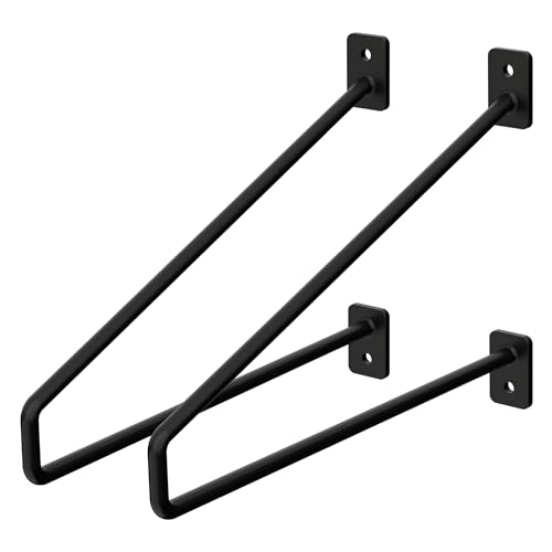 ML-Design 2 Stück Regalhalterung 265 mm, Schwarz, aus Stahl, Haarnadel Regalhalterungen, Schwebe Regalwinkel, Hairpin Wandhalterung, Regalträger für Wandmontage, Industrielle Wandregal, Wandkonsole ML-Design 2 Stück Regalhalterung 265 mm, Schwarz, aus Stahl, Haarnadel Regalhalterungen, Schwebe Regalwinkel, Hairpin Wandhalterung, Regalträger für Wandmontage, Industrielle Wandregal, Wandkonsole von ML DESIGN modern living