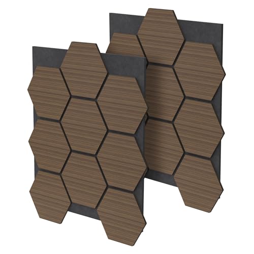 ML-Design 2er Set Akustikpaneele 66x81x2cm für 1m² – Braun, MDF Akustikplatten in Hexagon-Holzoptik, Wandpaneele zur Schalldämmung, Wandverkleidung für Büro, Studio, Schallschutz & Akustikbehandlung von ML DESIGN modern living