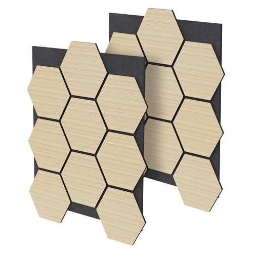 ML-Design 2er Set Akustikpaneele 66x81x2cm für 1m² – Eiche, MDF Akustikplatten in Hexagon-Holzoptik, Wandpaneele zur Schalldämmung, Wandverkleidung für Büro, Studio, Schallschutz & Akustikbehandlung ML-Design 2er Set Akustikpaneele 66x81x2cm für 1m² – Eiche, MDF Akustikplatten in Hexagon-Holzoptik, Wandpaneele zur Schalldämmung, Wandverkleidung für Büro, Studio, Schallschutz & Akustikbehandlung von ML DESIGN modern living