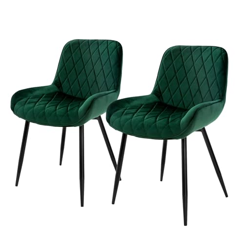 ML-Design 2er Set Esszimmerstühle Esszimmerstuhl mit Rücken- und Armlehnen, Dunkelgrün, Samt Sitzfläche, Metallbeine, Küchenstühle Küchenstuhl Wohnzimmerstühle Wohnzimmerstuhl Polsterstuhl Stühle von ML DESIGN modern living