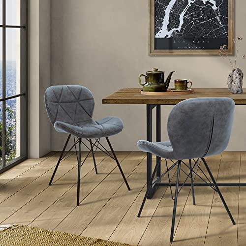 ML-Design 2er Set Esszimmerstühle mit Rückenlehne, Anthrazit, Küchenstuhl mit Kunstlederbezug, Polsterstuhl mit Metallbeinen, Ergonomischer Esstischstuhl, Esszimmerstuhl Wohnzimmerstuhl Küchenstühle von ML DESIGN modern living