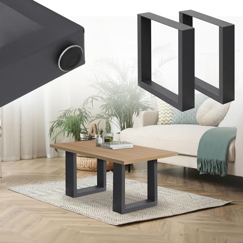 ML-Design 2er Set Tischbeine 30x43 cm, Anthrazit, Stahl pulverbeschichtet, Industriedesign, Vierkantprofilen, Metall Tischkufen Tischuntergestell Tischgestell Möbelfüße Bankkufen Bankgestell Bankbeine von ML DESIGN modern living