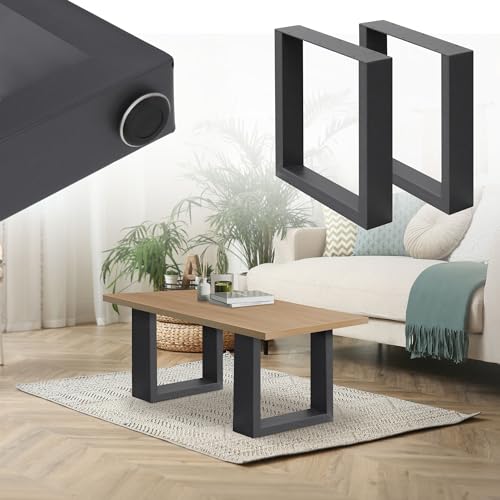 ML-Design 2er Set Tischbeine 40x43 cm, Anthrazit, Stahl pulverbeschichtet, Industriedesign, Vierkantprofilen, Metall Tischkufen Tischuntergestell Tischgestell Möbelfüße Bankkufen Bankgestell Bankbeine von ML DESIGN modern living