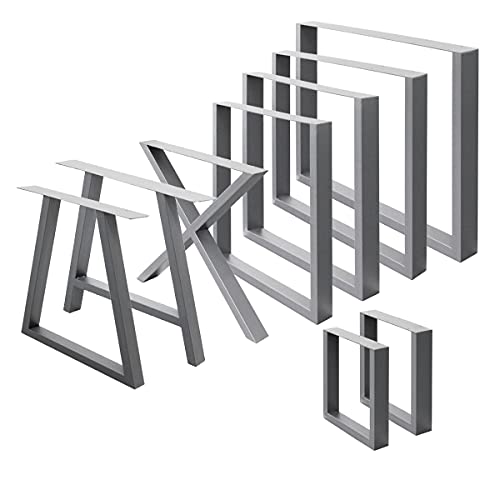 ML-Design 2er Set Tischbeine 40x43 cm, Grau, Stahl pulverbeschichtet, Industriedesign, Vierkantprofilen, Metall Tischkufen, Tischuntergestell Tischgestell Möbelfüße Bankkufen Bankgestell Bankbeine von ML DESIGN modern living