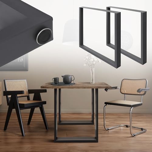 ML-Design 2er Set Tischbeine 60 x 72 cm, Anthrazit, pulverbeschichteter Stahl, Vierkantprofilen, Industriedesign, Metall Tischkufen Tischuntergestell Tischgestell Möbelfüße, für Esstisch, Schreibtisch von ML DESIGN modern living