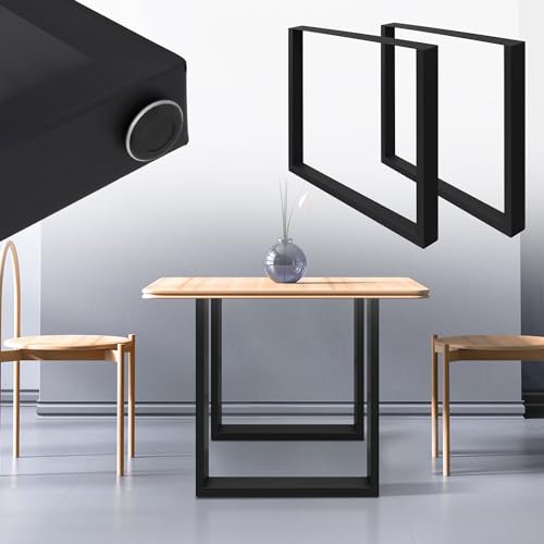 ML-Design 2er Set Tischbeine 60 x 72 cm, Schwarz, pulverbeschichteter Stahl, Vierkantprofilen, Industriedesign, Metall Tischkufen Tischuntergestell Tischgestell Möbelfüße, für Esstisch, Schreibtisch von ML DESIGN modern living