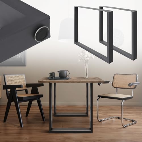 ML-Design 2er Set Tischbeine 70 x 72 cm, Anthrazit, pulverbeschichteter Stahl, Vierkantprofilen, Industriedesign, Metall Tischkufen Tischuntergestell Tischgestell Möbelfüße, für Esstisch, Schreibtisch von ML DESIGN modern living