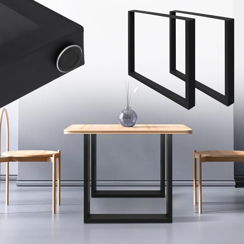 ML-Design 2er Set Tischbeine 70 x 72 cm, Schwarz, pulverbeschichteter Stahl, Vierkantprofilen, Industriedesign, Metall Tischkufen Tischuntergestell Tischgestell Möbelfüße, für Esstisch, Schreibtisch von ML DESIGN modern living