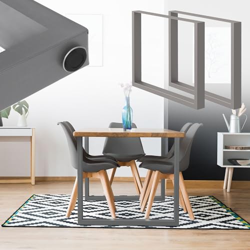 ML-Design 2er Set Tischbeine 80 x 72 cm, Grau, pulverbeschichteter Stahl, Vierkantprofilen, Industriedesign, Metall Tischkufen Tischuntergestell Tischgestell Möbelfüße, für Esstische und Schreibtische von ML DESIGN modern living