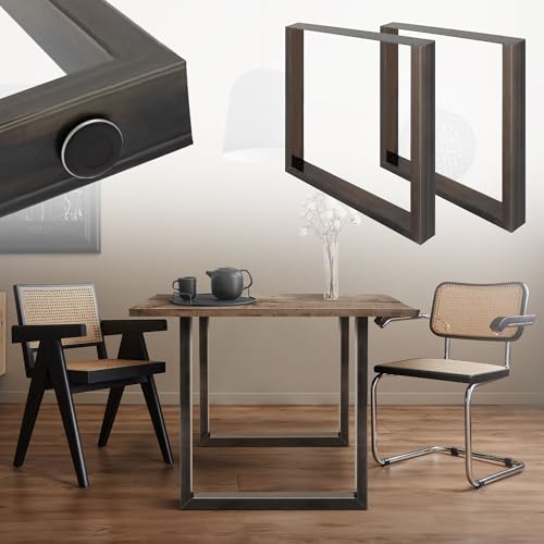 ML-Design 2er Set Tischbeine 80x72 cm, Dunkelgrau, pulverbeschichteter Stahl, Vierkantprofilen, Industriedesign, Metall Tischkufen Tischuntergestell Tischgestell Möbelfüße, für Esstisch & Schreibtisch von ML DESIGN modern living