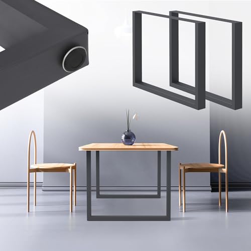ML-Design 2er Set Tischbeine 90 x 72 cm, Anthrazit, pulverbeschichteter Stahl, Vierkantprofilen, Industriedesign, Metall Tischkufen Tischuntergestell Tischgestell Möbelfüße, für Esstisch, Schreibtisch von ML DESIGN modern living