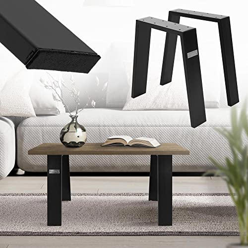 ML-Design 2er Set Tischbeine Loft 44x42 cm, Schwarz, Profil 8x2 cm, Stahl, Industriedesign, U-Form, Metall Tischgestell scandic, Tischkufen Tischuntergestell Möbelfüße Bankkufen Bankgestell Bankbeine von ML DESIGN modern living