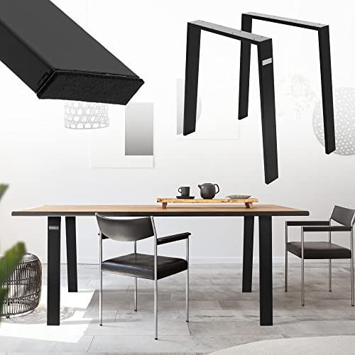 ML-Design 2er Set Tischbeine Loft 75x72 cm, Schwarz, Profil 8x2 cm, aus Stahl, Industriedesign, U-Form, Metall Tischgestell scandic, Tischkufen Tischuntergestell Möbelfüße, für Esstisch/Schreibtisch von ML DESIGN modern living