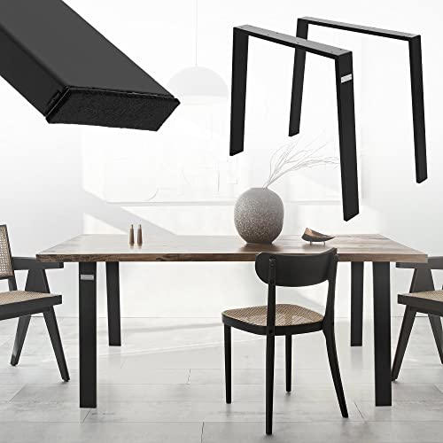 ML-Design 2er Set Tischbeine Loft 90x72 cm, Schwarz, Profil 8x2 cm, aus Stahl, Industriedesign, U-Form, Metall Tischgestell scandic, Tischkufen Tischuntergestell Möbelfüße, für Esstisch/Schreibtisch von ML DESIGN modern living