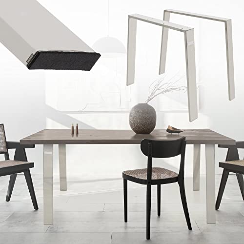 ML-Design 2er Set Tischbeine Loft 90x72 cm, Silber, Profil 8x2cm, aus Edelstahl, Industriedesign, U-Form, Metall Tischgestell scandic, Tischkufen Tischuntergestell Möbelfüße, für Esstisch/Schreibtisch von ML DESIGN modern living