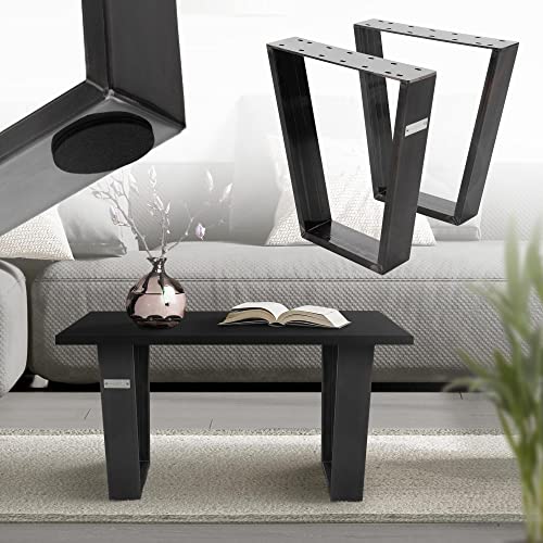ML-Design 2er Set Tischbeine Trapez 40x43 cm, Industrial, Profil 8x2cm, Stahl pulverbeschichtet, geneigt, Metall Tischgestell Tischkufen Tischuntergestell Möbelfüße Bankkufen Bankgestell Bankbeine von ML DESIGN modern living
