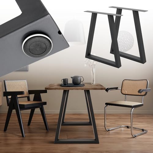 ML-Design 2er Set Tischbeine Trapez 60 x 72 cm, Anthrazit, aus pulverbeschichtetem Stahl, Industriell, Metall Tischkufen, Tischuntergestell Tischgestell Möbelfüße, für Esstisch und Schreibtisch von ML DESIGN modern living