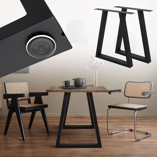 ML-Design 2er Set Tischbeine Trapez 60 x 72 cm, Schwarz, aus pulverbeschichtetem Stahl, Industriell, Metall Tischkufen, Tischuntergestell Tischgestell Möbelfüße Tischfüße, für Esstisch & Schreibtisch von ML DESIGN modern living