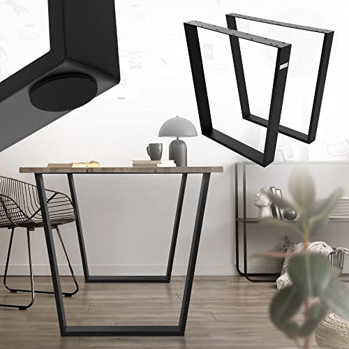 ML-Design 2er Set Tischbeine Trapez 75x72 cm, V-Form, Schwarz, Profil 8x2 cm, Stahl pulverbeschichtet, geneigt, Industriedesign, Metall Tischgestell Esstisch Tischkufen Tischuntergestell Möbelfüße von ML DESIGN modern living